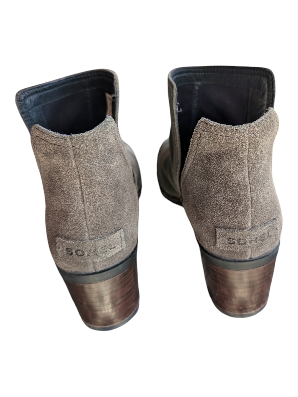 Sorel Gray/Black Leather Ankle Booties with Block Heel - Picture 5 of 10
